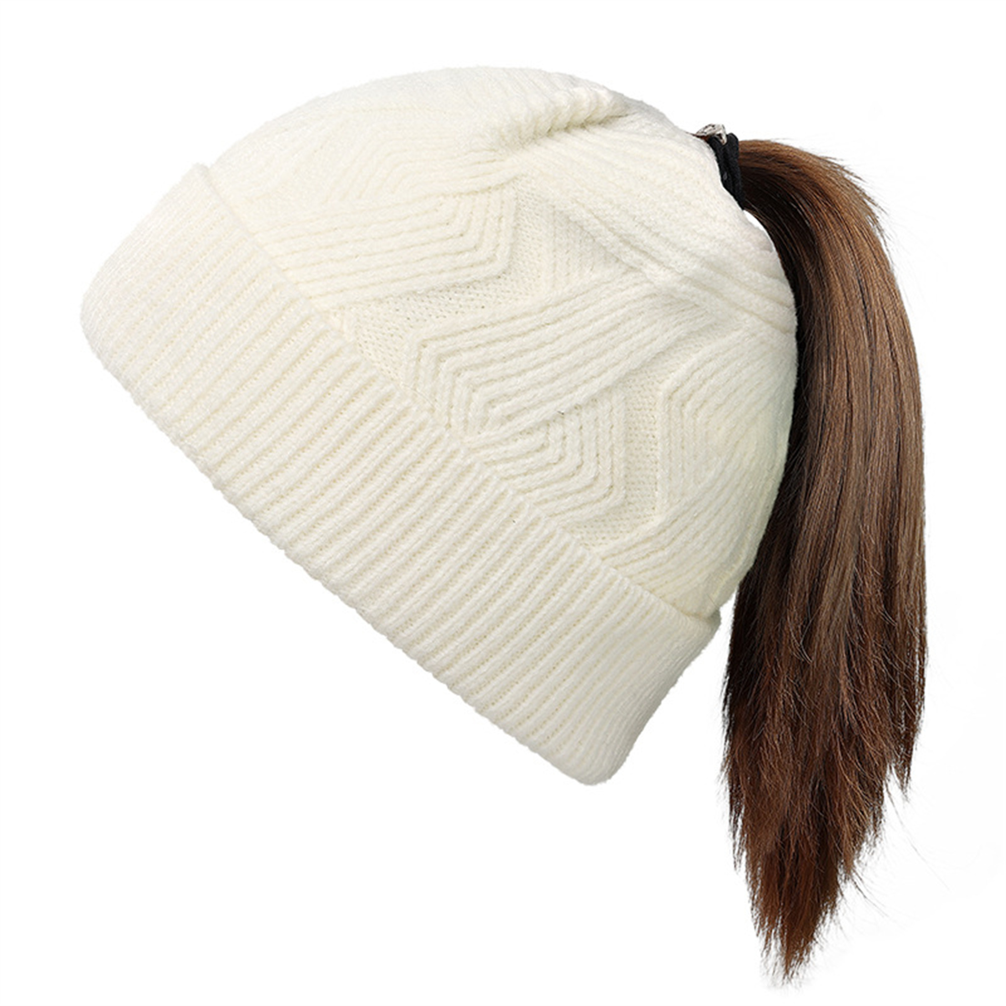 Ponytail Knitted Beanie Hat 3