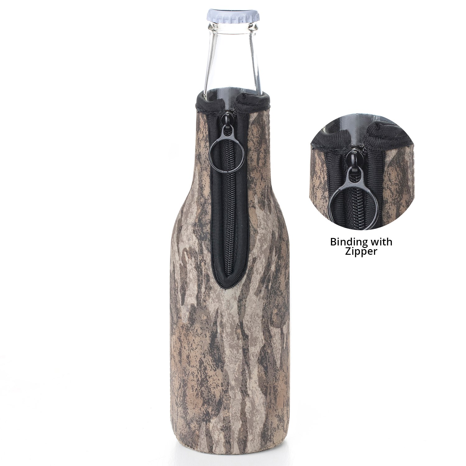 12 Oz. Neoprene collapsible camo Bottle Cooler w/ Bottle Opener 11