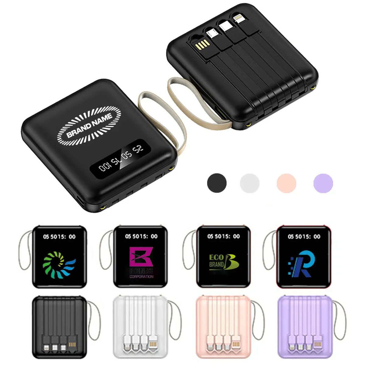 Portable LED Display Power Bank Charger Battery with Cables 1