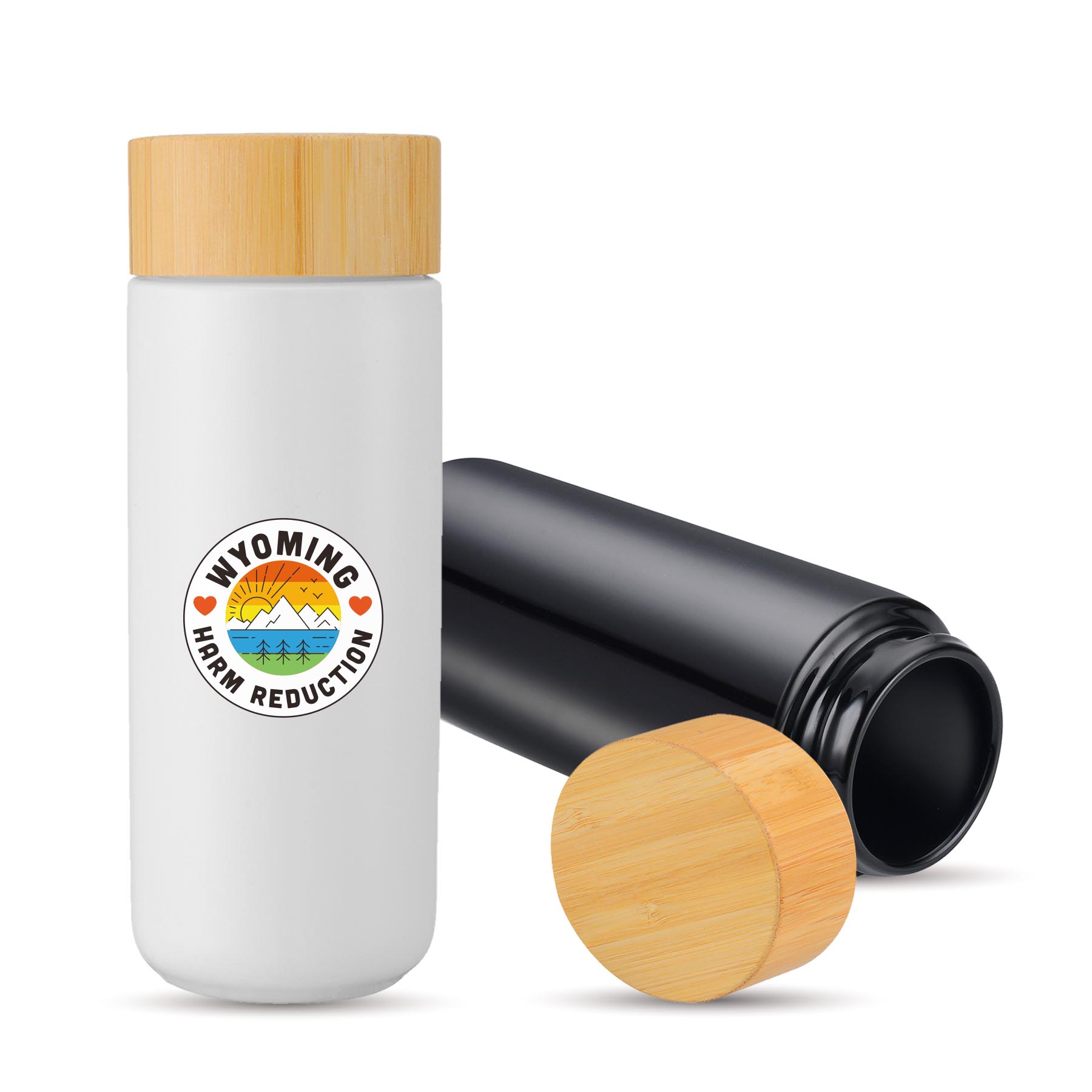 10 oz. Double Wall Ceramic Bottle w/Bamboo Lid 8
