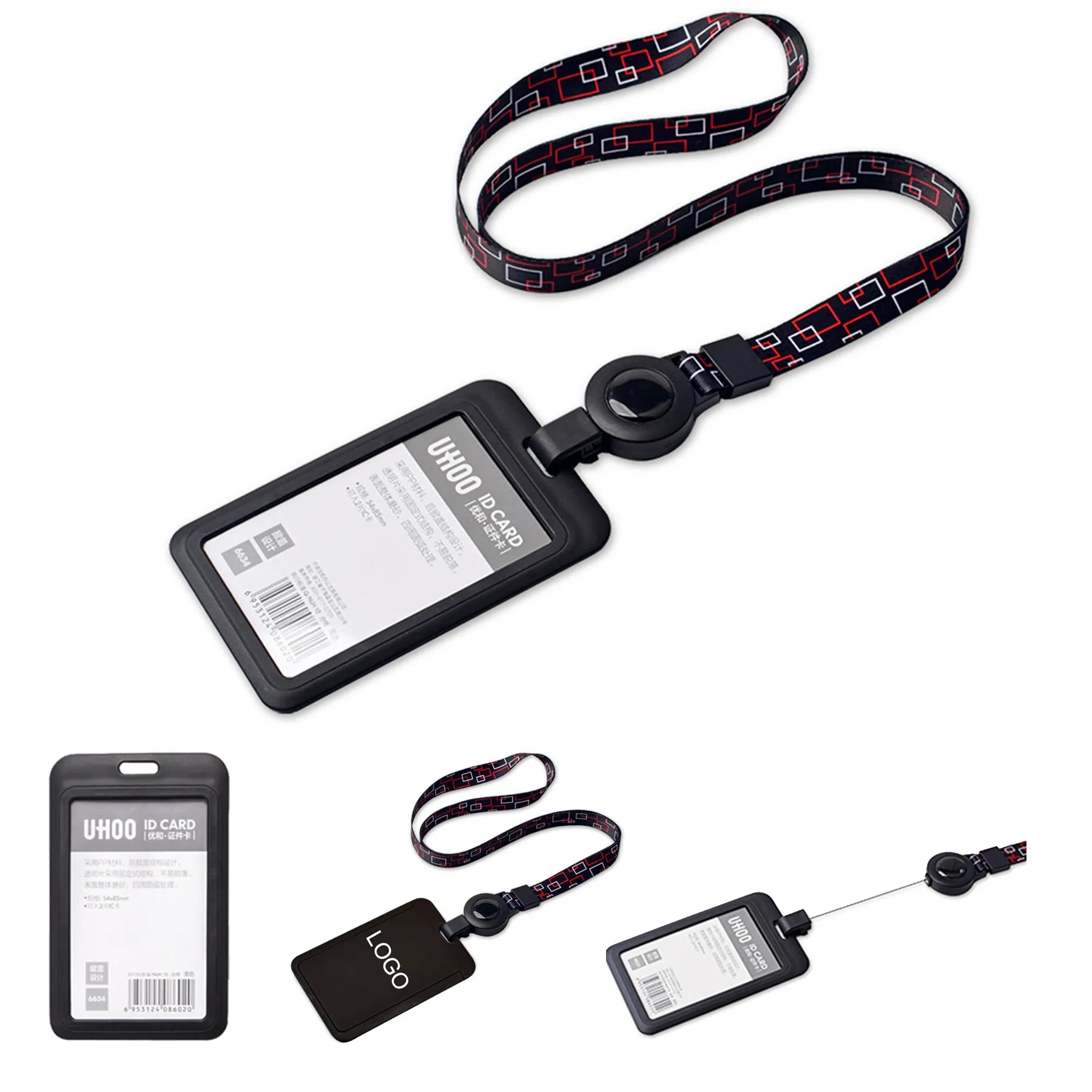 ID Badge Holder with Lanyard Vertical Retractable 1