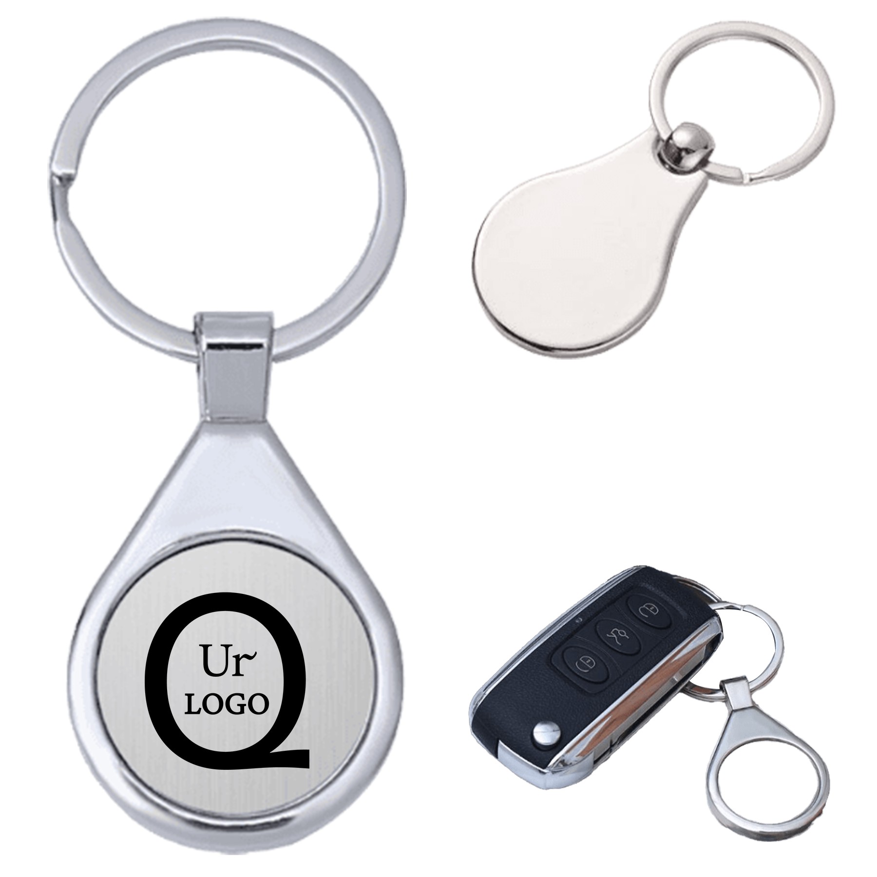 Metal Drop-Shaped Keychain
