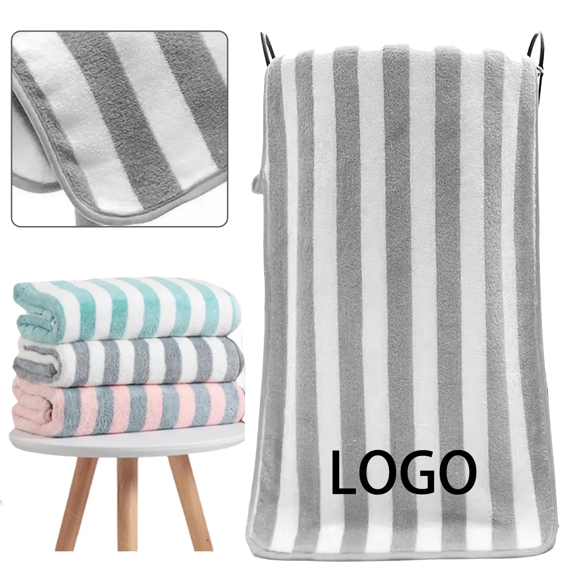 Plush Striped Bath Towel 2