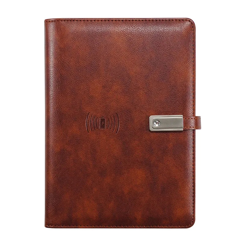 PU Leather Notebook W/ 8000mAh Wireless Charging Power Bank 5