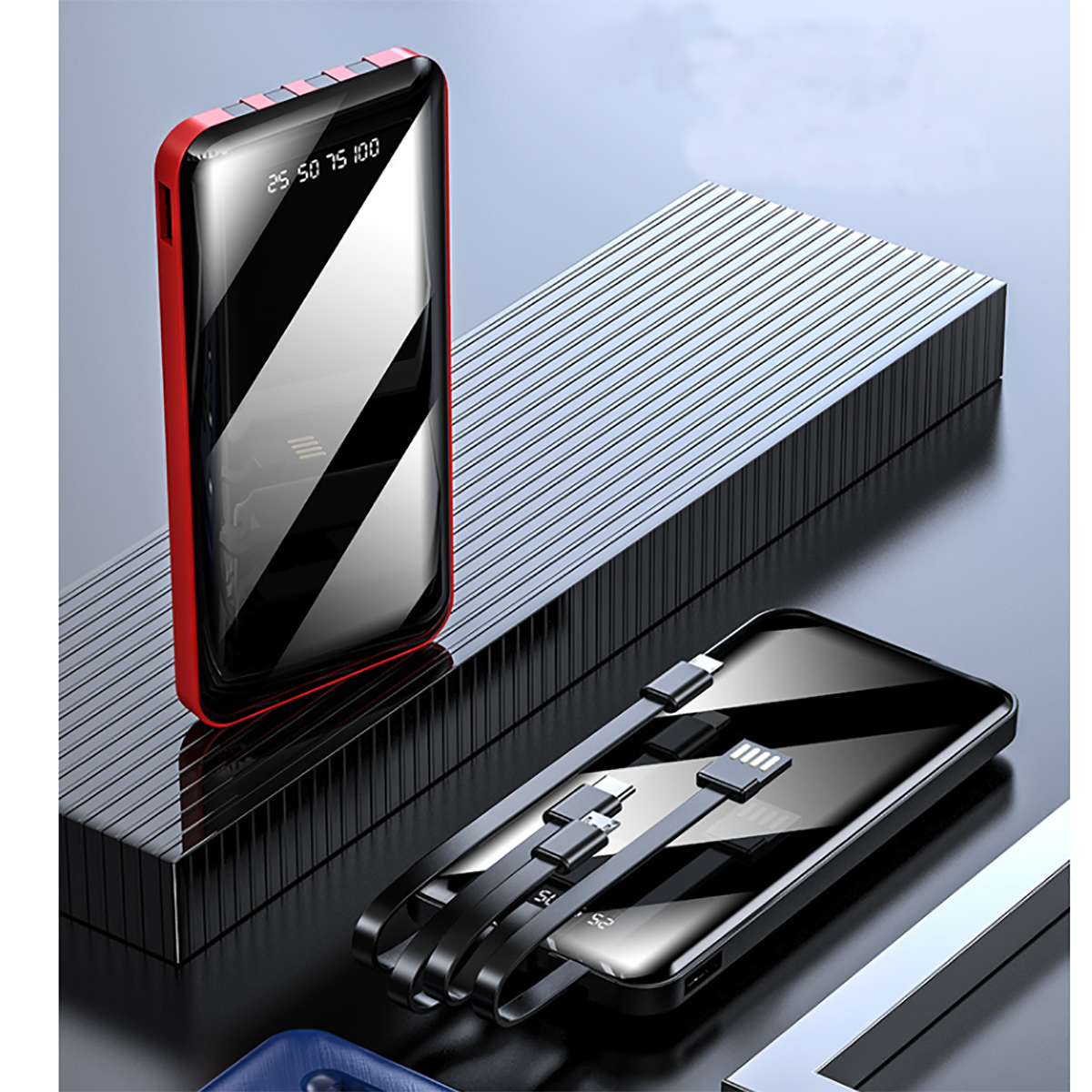 10000MAH Mini Power Bank Mirror Screen LED Display 2