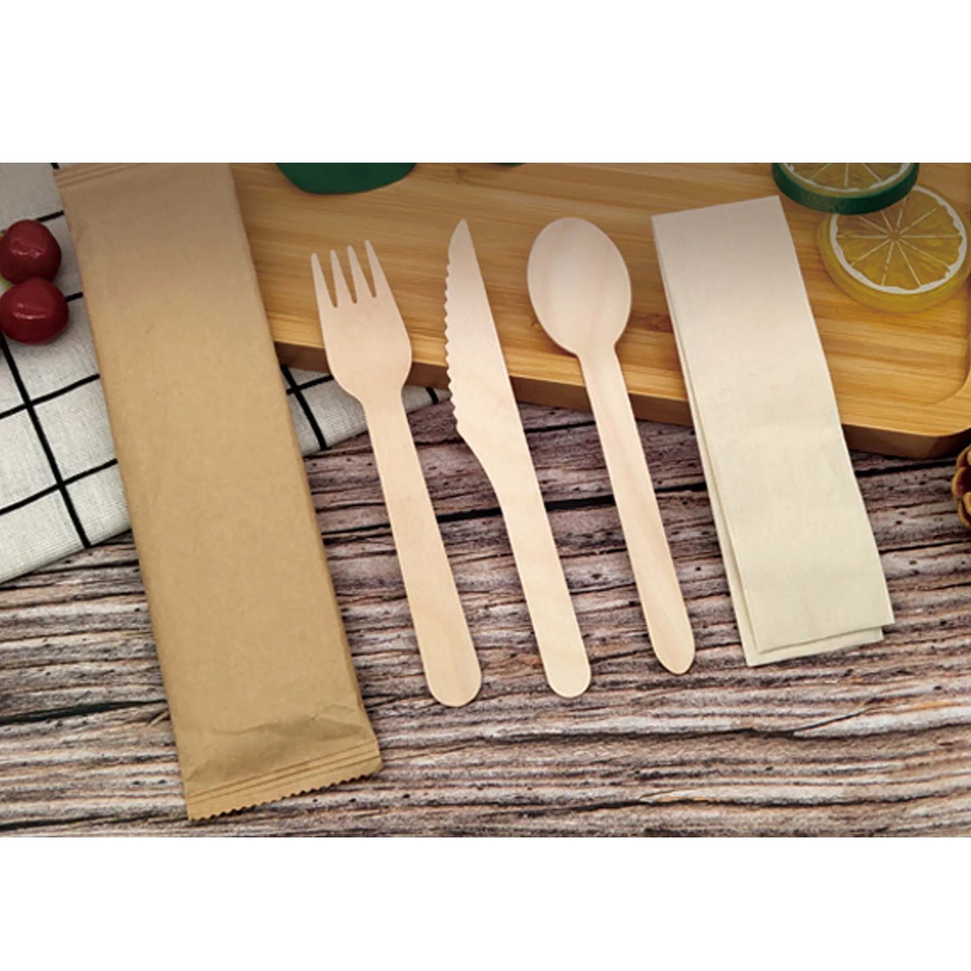 Disposable Eco-friendly Biodegradable Wooden Cutlery Set 5