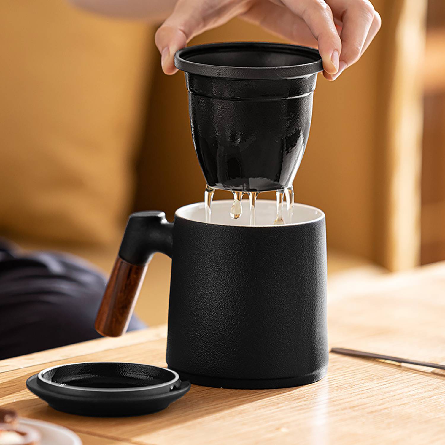 12 Oz Ceramic Tea Infuser Mug 7