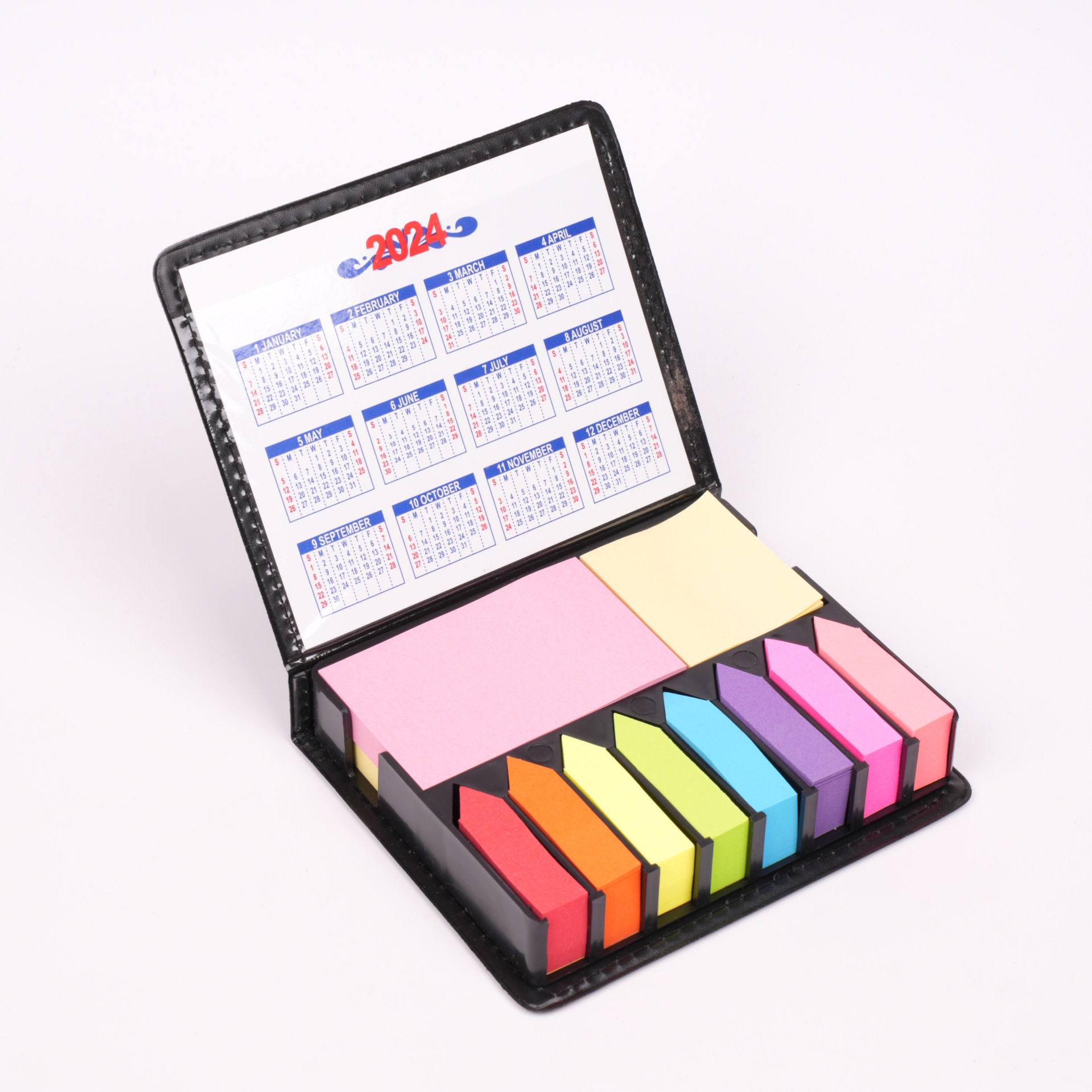 Leather Cover Multi-Color Assortment Sticky Note W/ Calendar 2