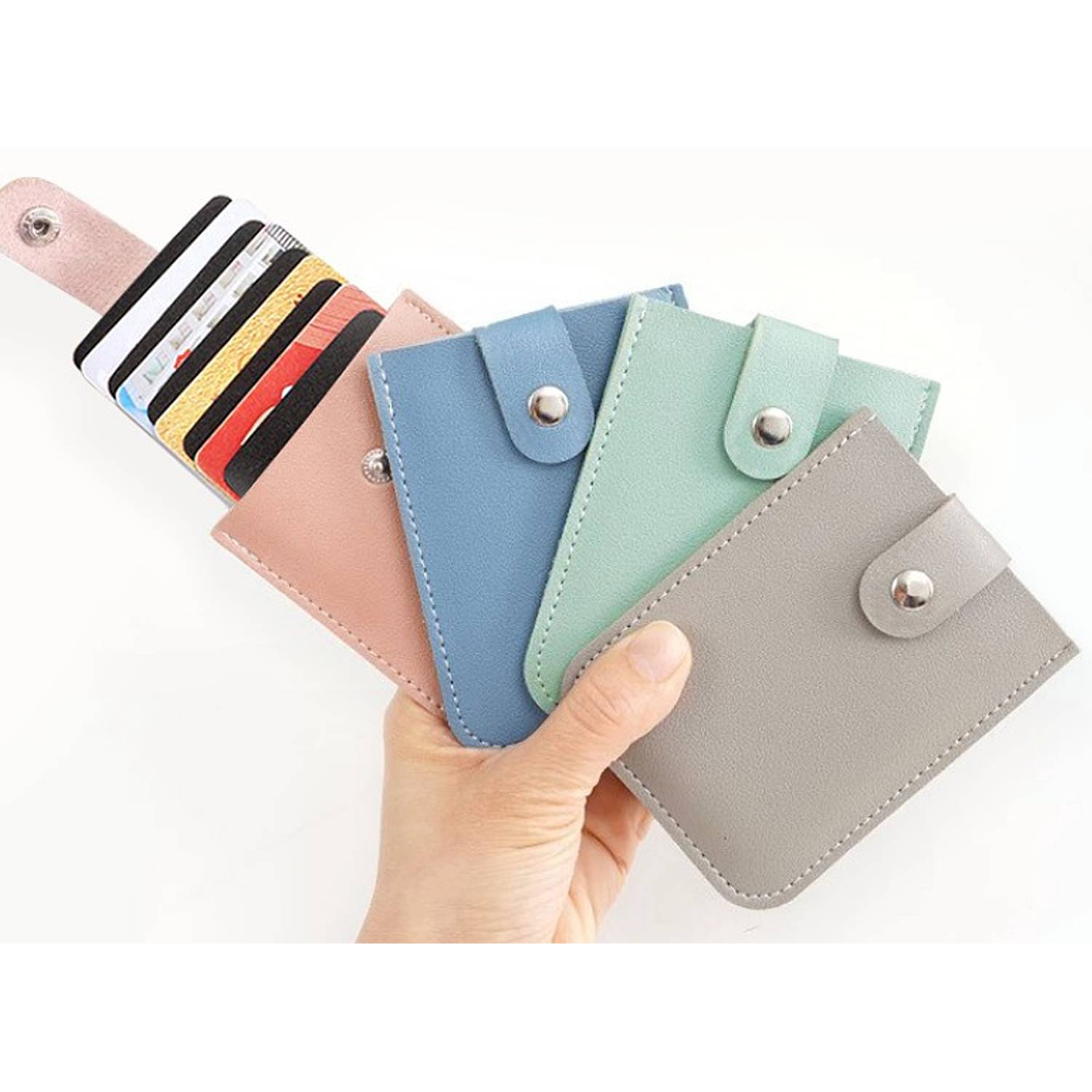 PU Leather Stackable Pull-Out Slim Casual Card Holder 2