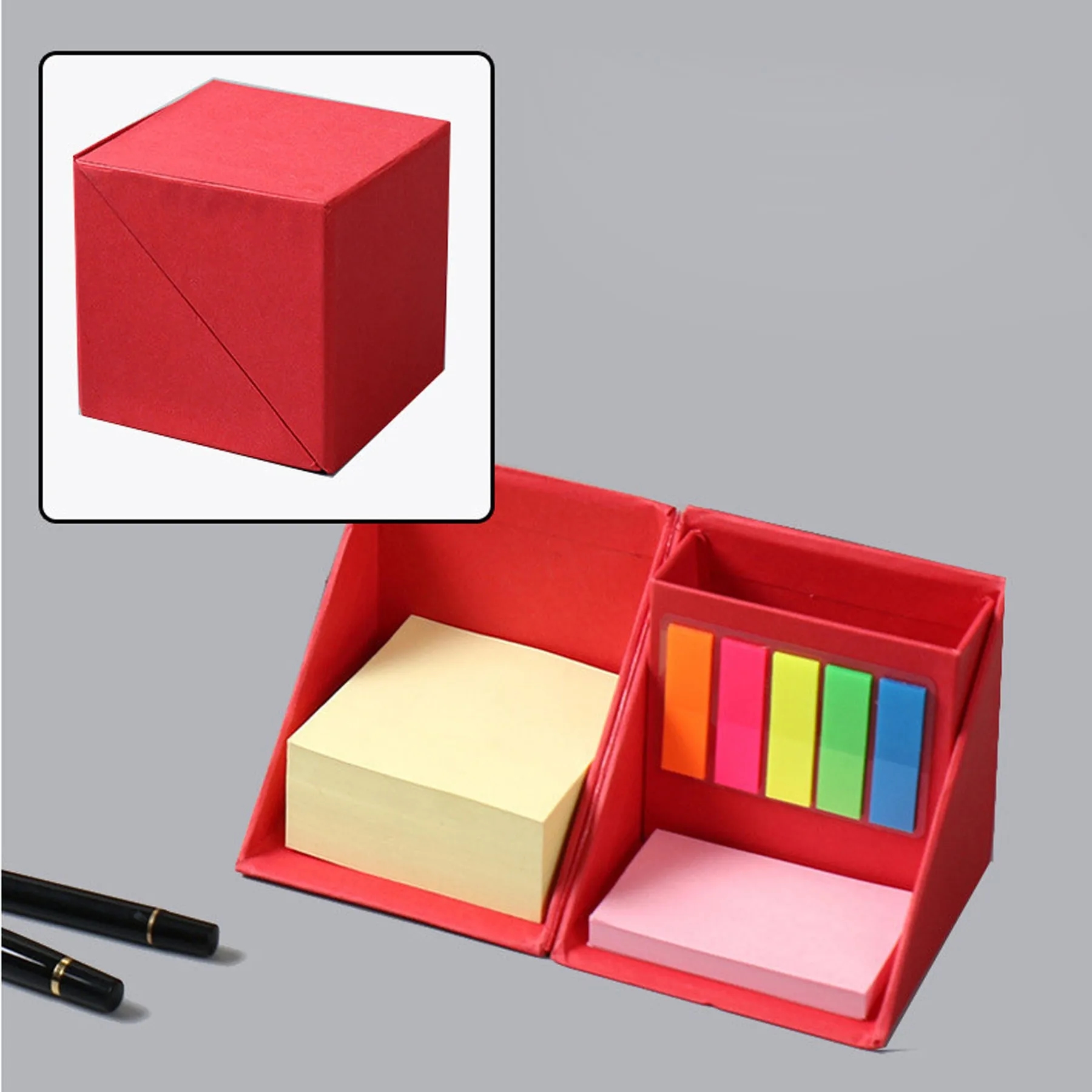 Folding Sticky Notes Cube Box With Pen Holder 4