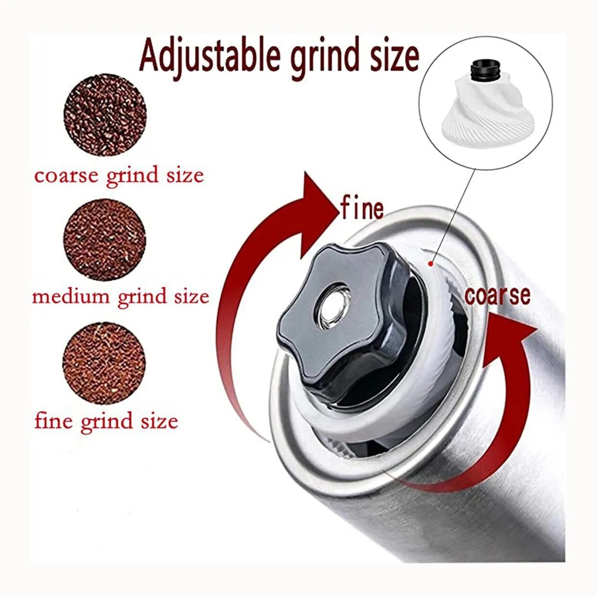 In Stock Nice Stainless Steel Manual Conical Coffee Grinder 6