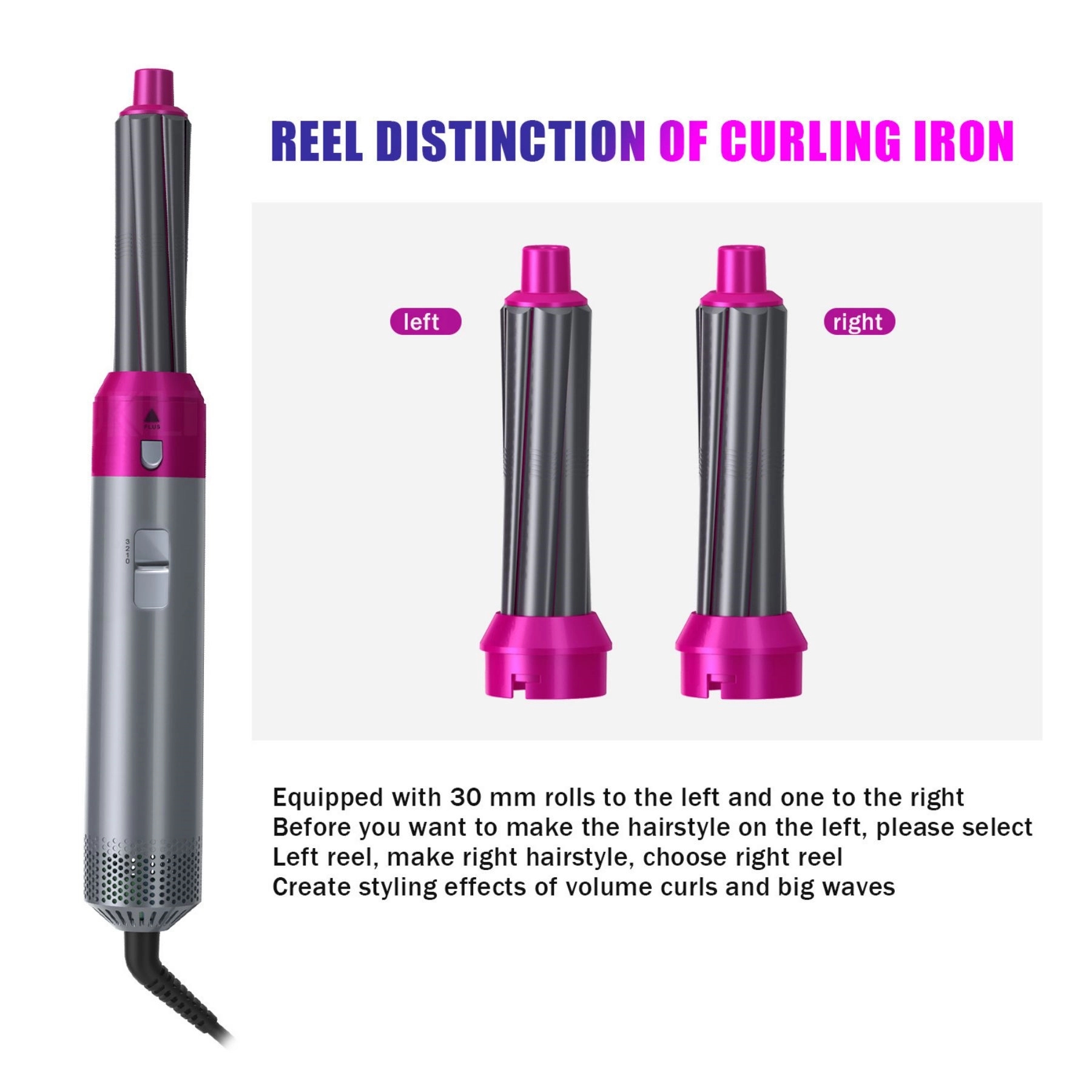 5IN1 Hair Dryer Hot Airwrap Straightener Brush Curling Iron 3