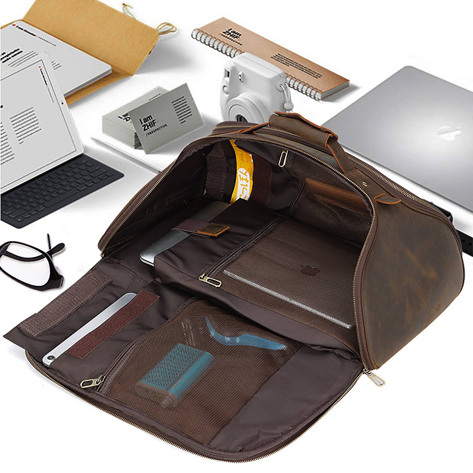 Full Grain Leather Mans Retro Backpack Convertible 1