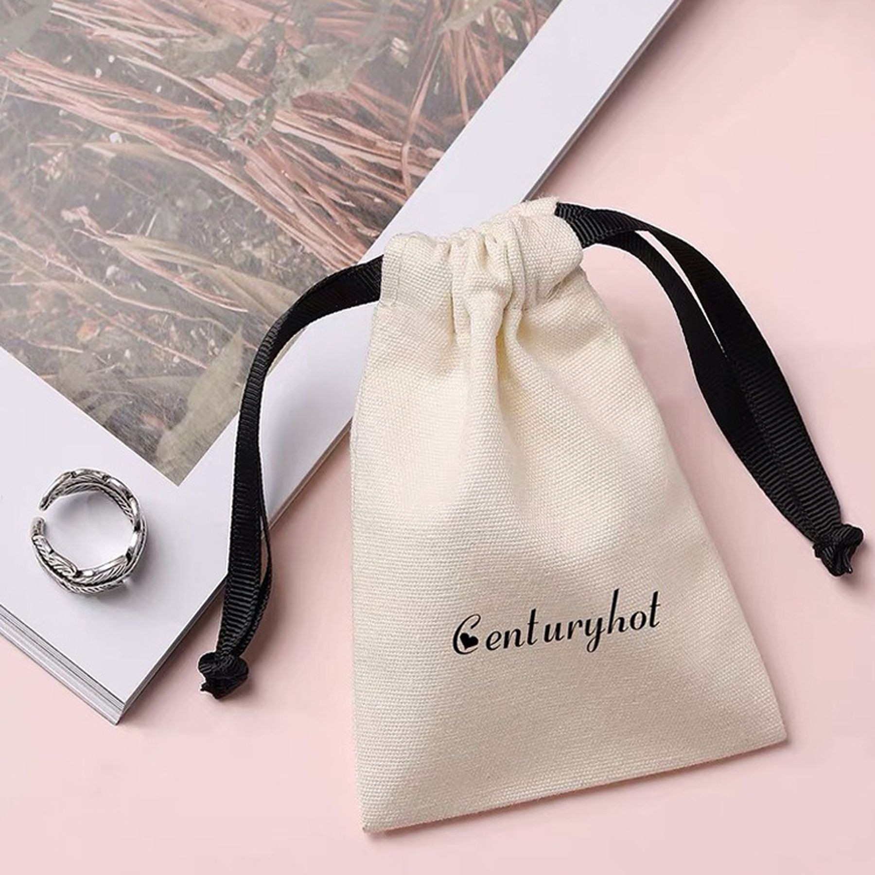 Organic Cotton Drawstring Jewelry Bag Gift Pouch Sachet Bags 3
