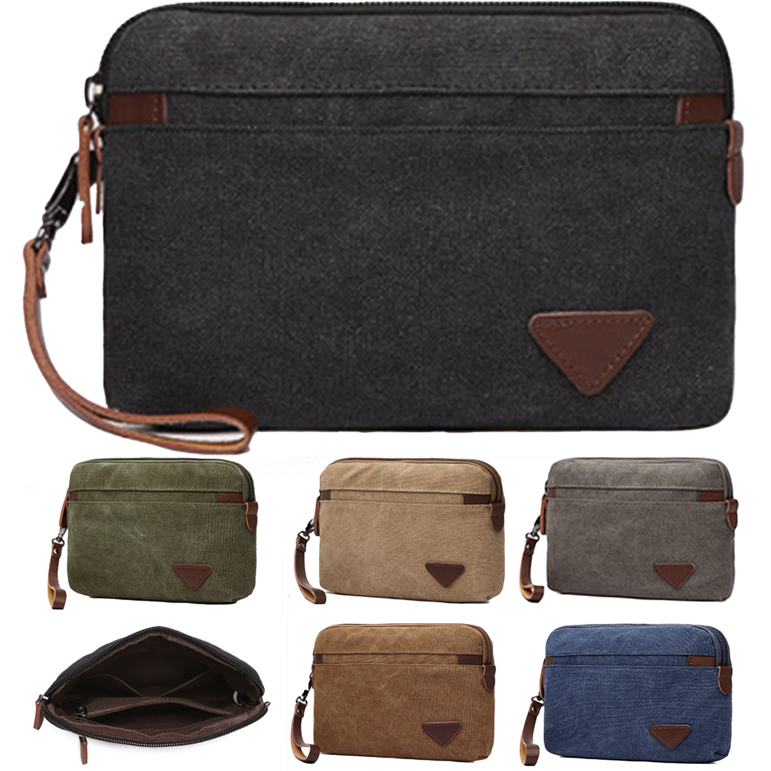 Men's Canvas Casual Zipper Wristlet Clutch Bag 9