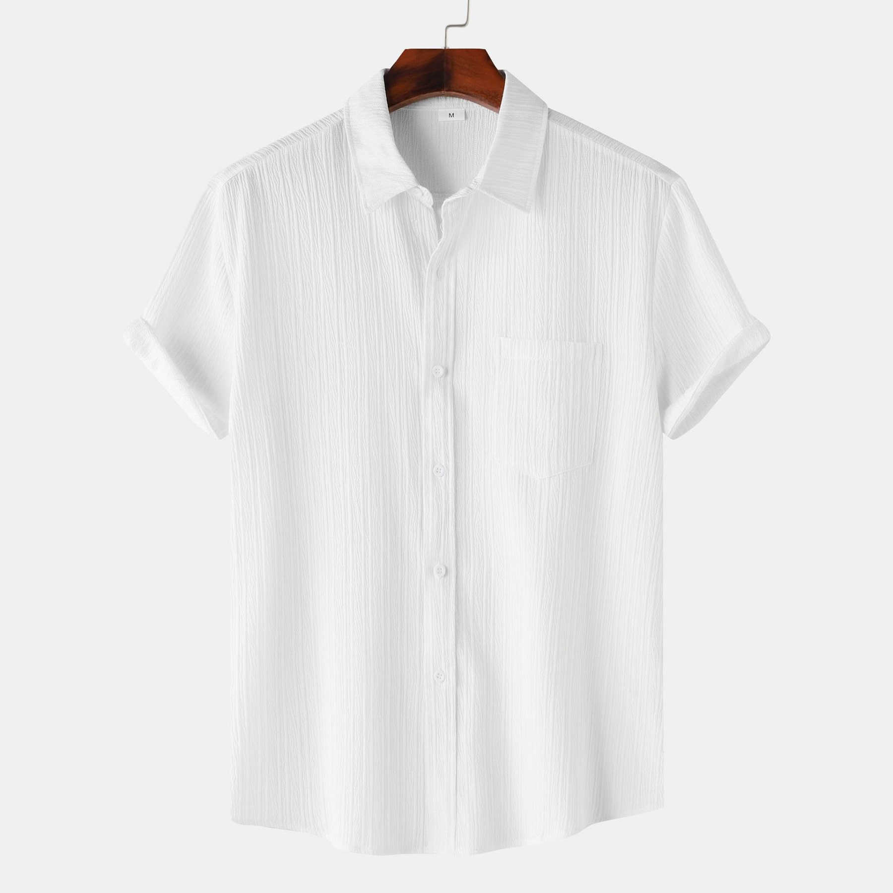 Men's Short Sleeved Solid Color Shirt Top 13