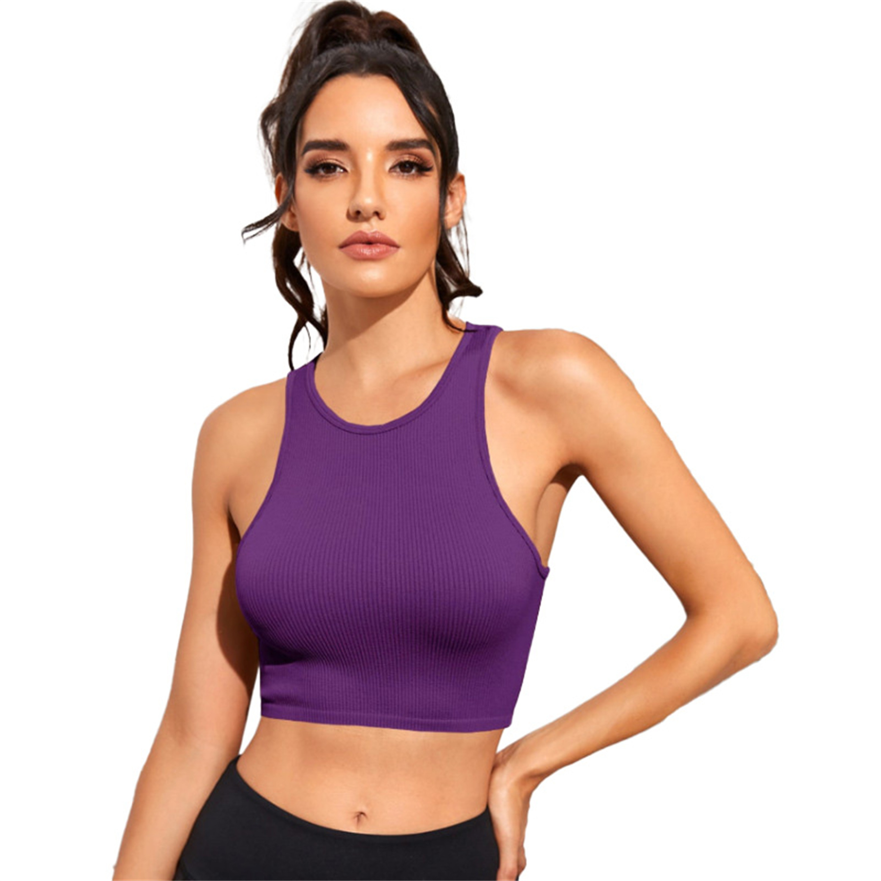 Womens Ribbed Longline Sports Bra 9