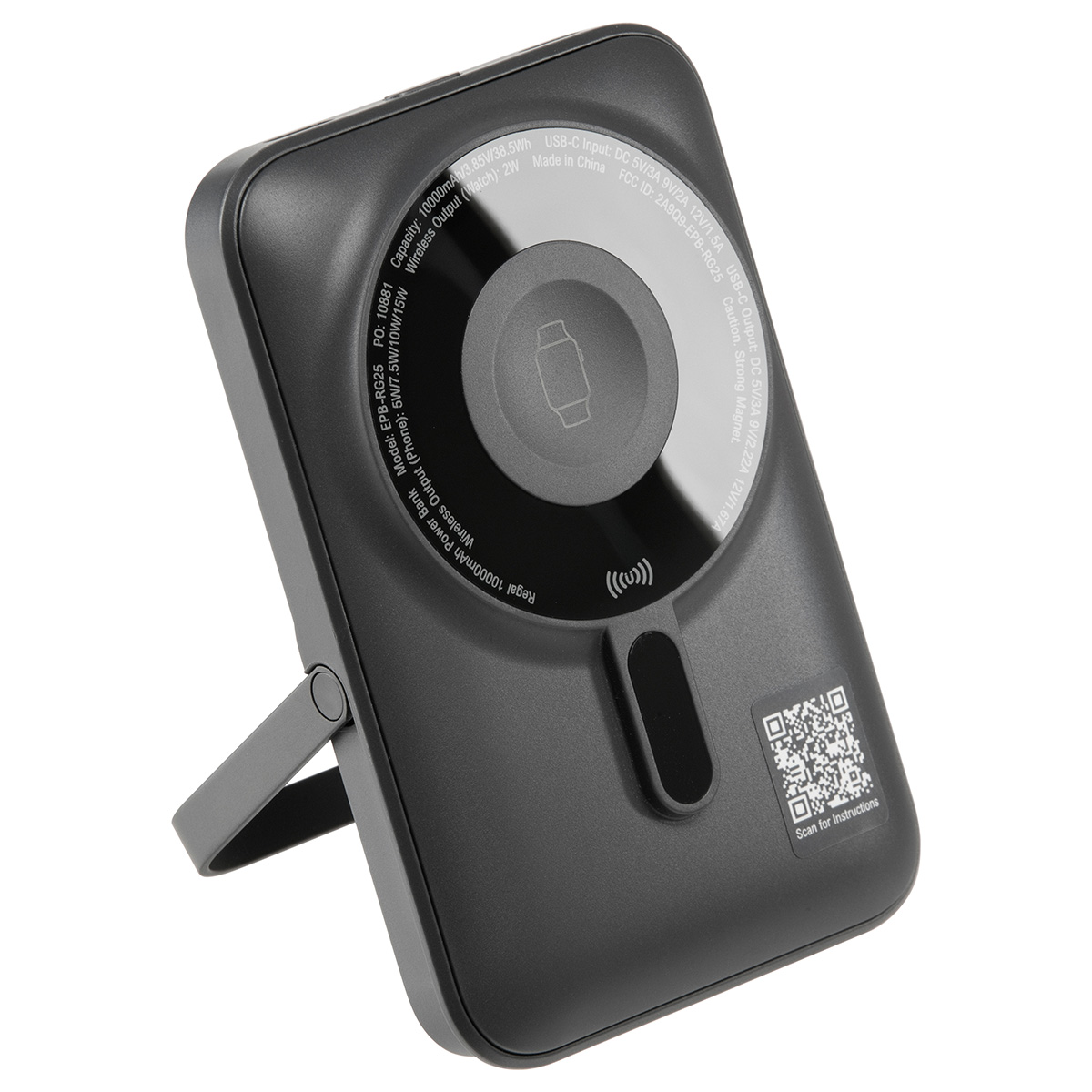 Regal 10000mAh 20W PD Power Bank w/15W Magnetic Wireless Charger, Watch Charger & Phone Stand 2