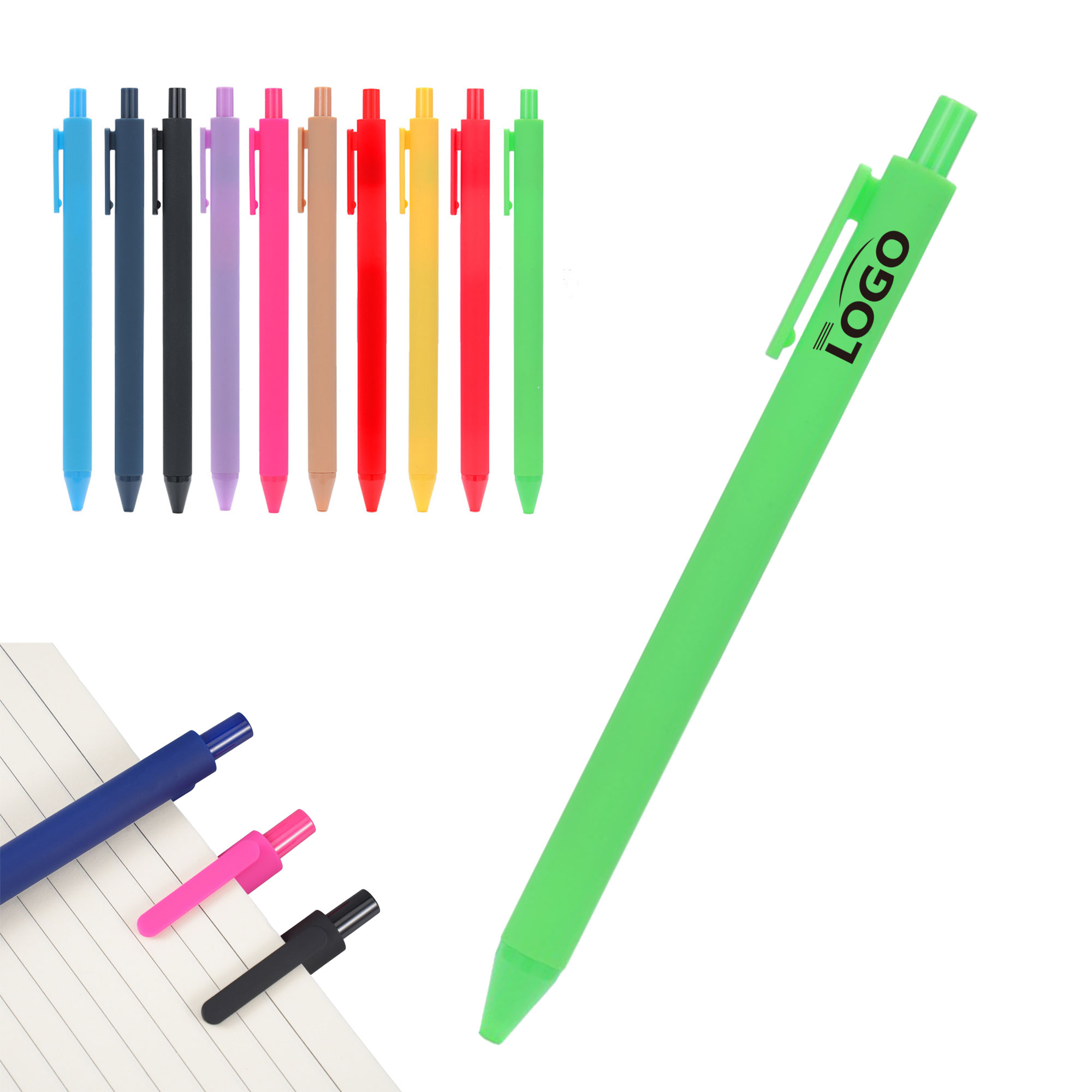 Colorful Push Action Ballpoint Pens 1