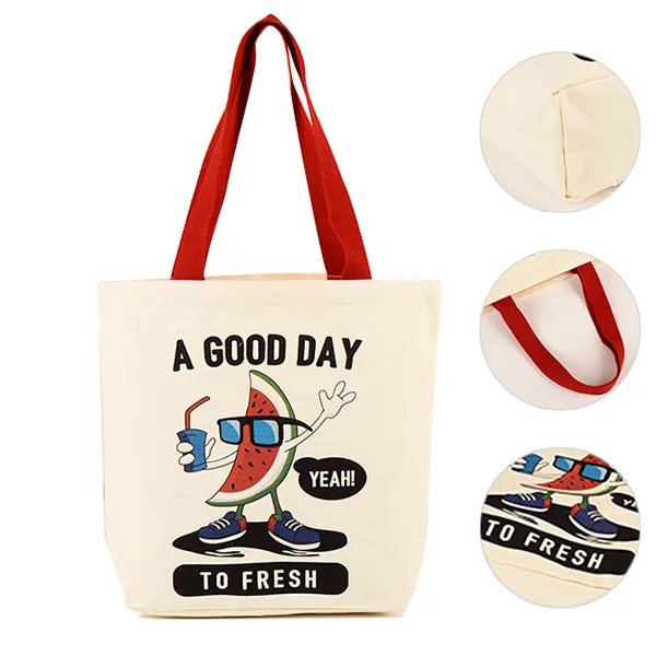 Canvas Cotton Tote Bag With Nylon Web Handle, custom tote bag with logo imprint 2