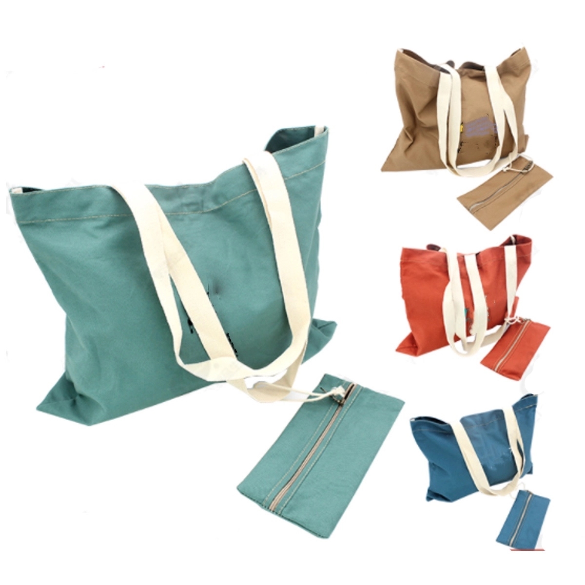 Cotton Canvas Tote Bag with Extra Pouch, custom tote bag with logo imprint 2