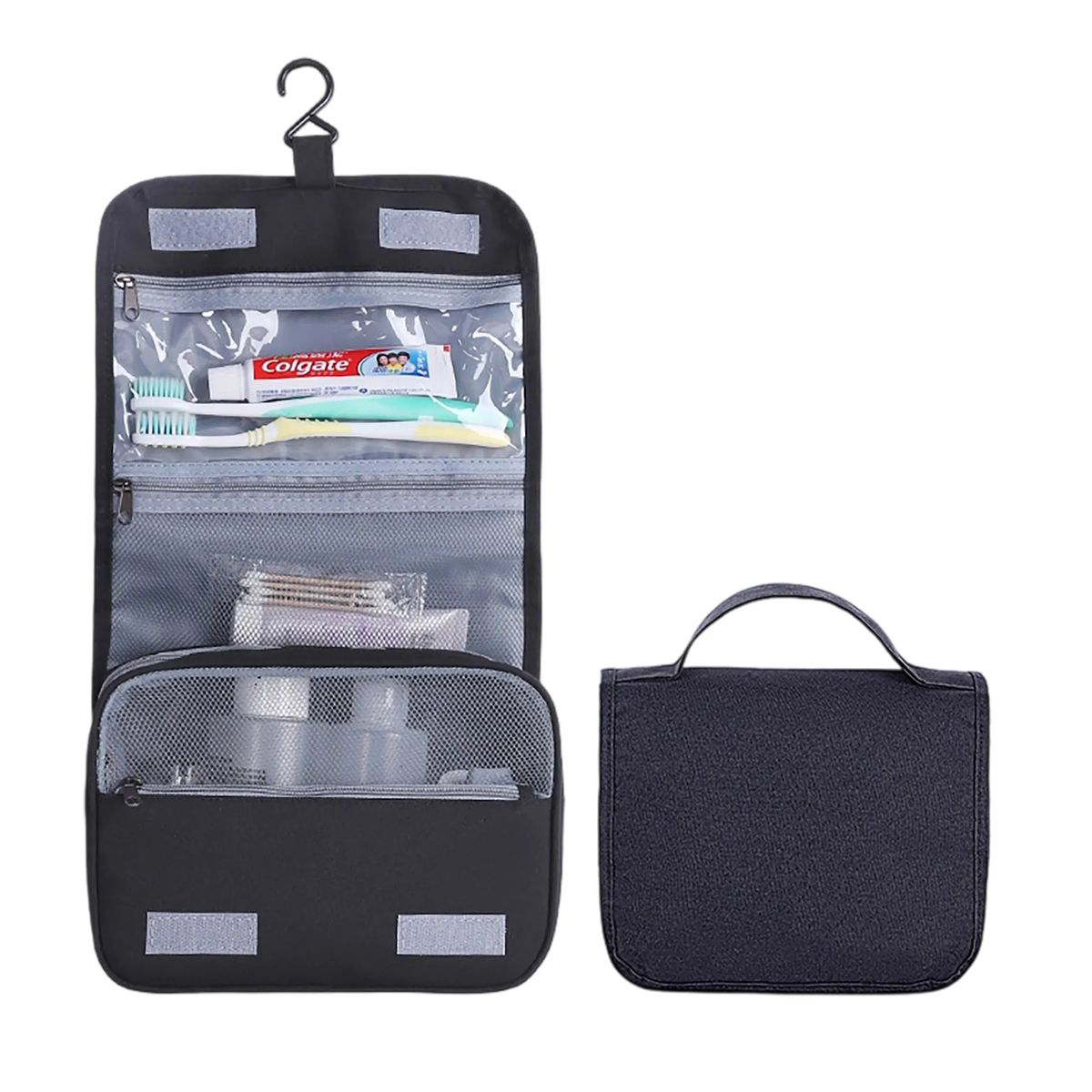 Multi-Compartment Terylene Toiletry Bag with Hangable Design 3