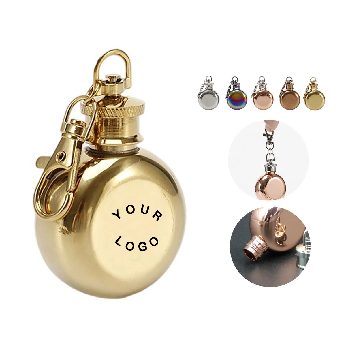 Stainless Steel Flask with Keyring Attachment 4