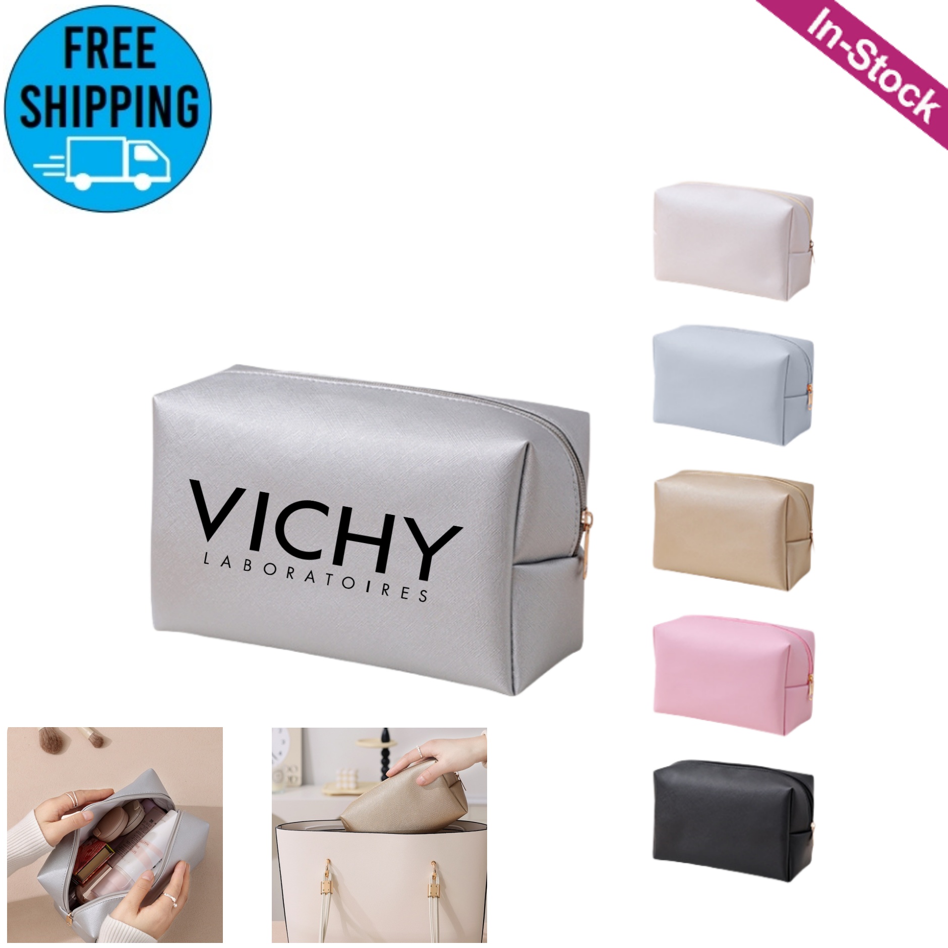 Rectangular PU Leather Travel Cosmetic Bag 3