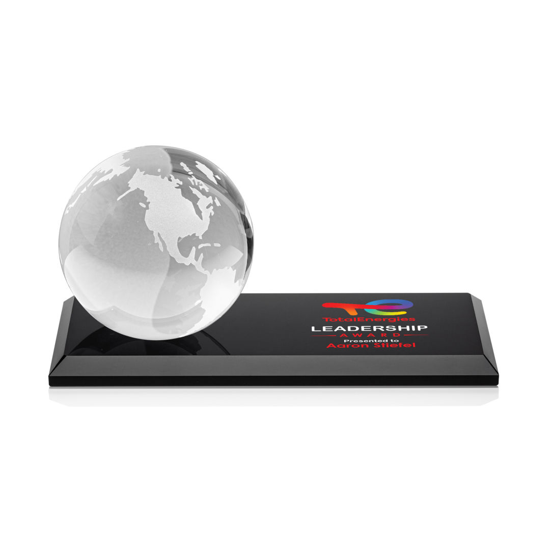 Globe VividPrint™ Award on Rectangle Base - Black 8