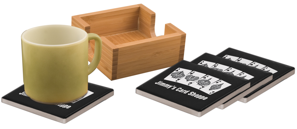 4" x 4" Bamboo Coaster Holder 2