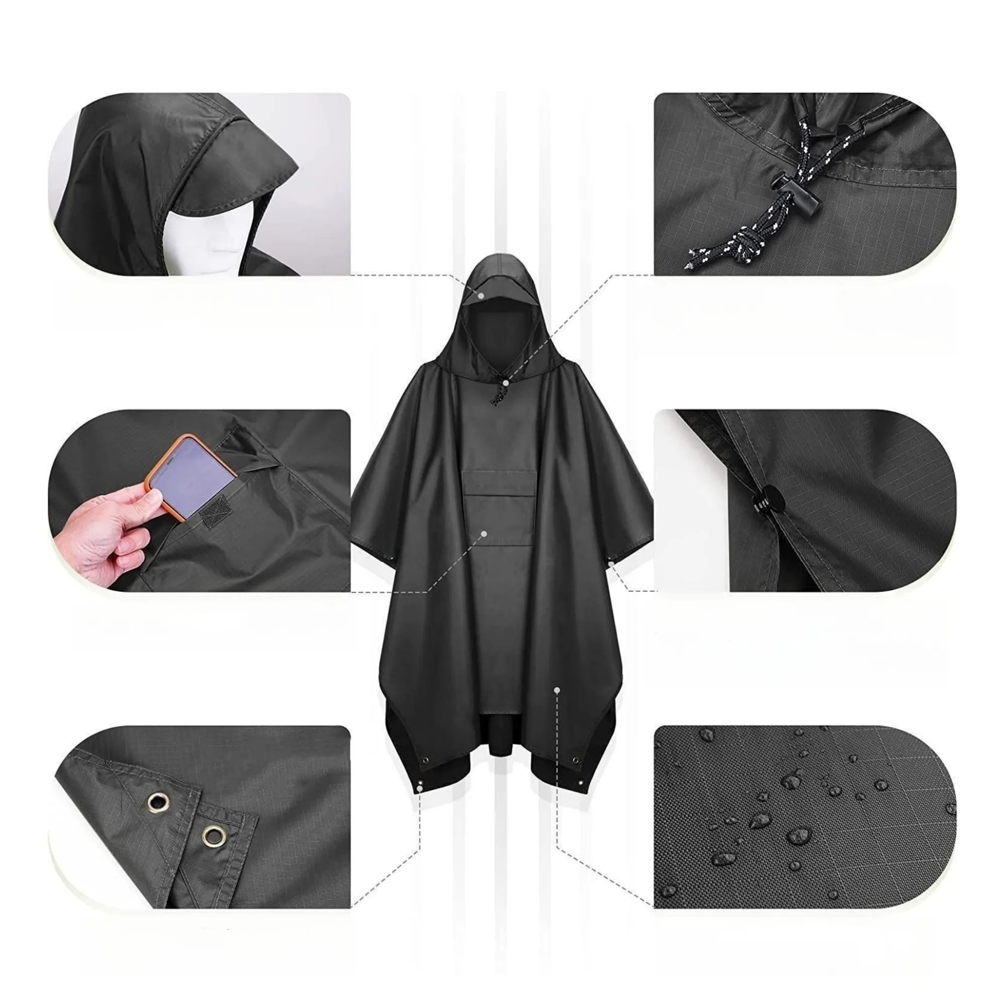 Pteromy Hooded Rain Poncho 8