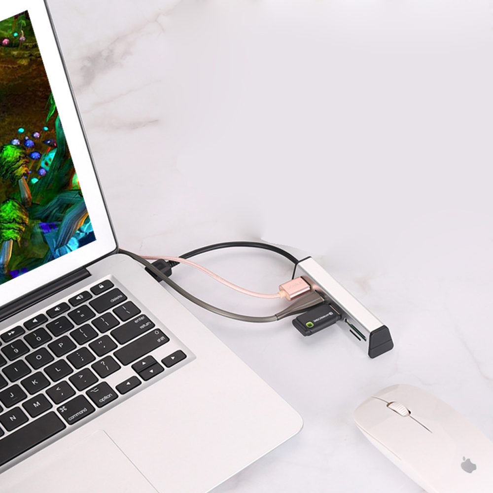 USB2.0 HUB aluminum alloy 4-port splitter With Phone Stand 5