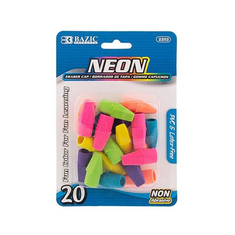Erasers - Pencil Caps Neon 20 Count 1