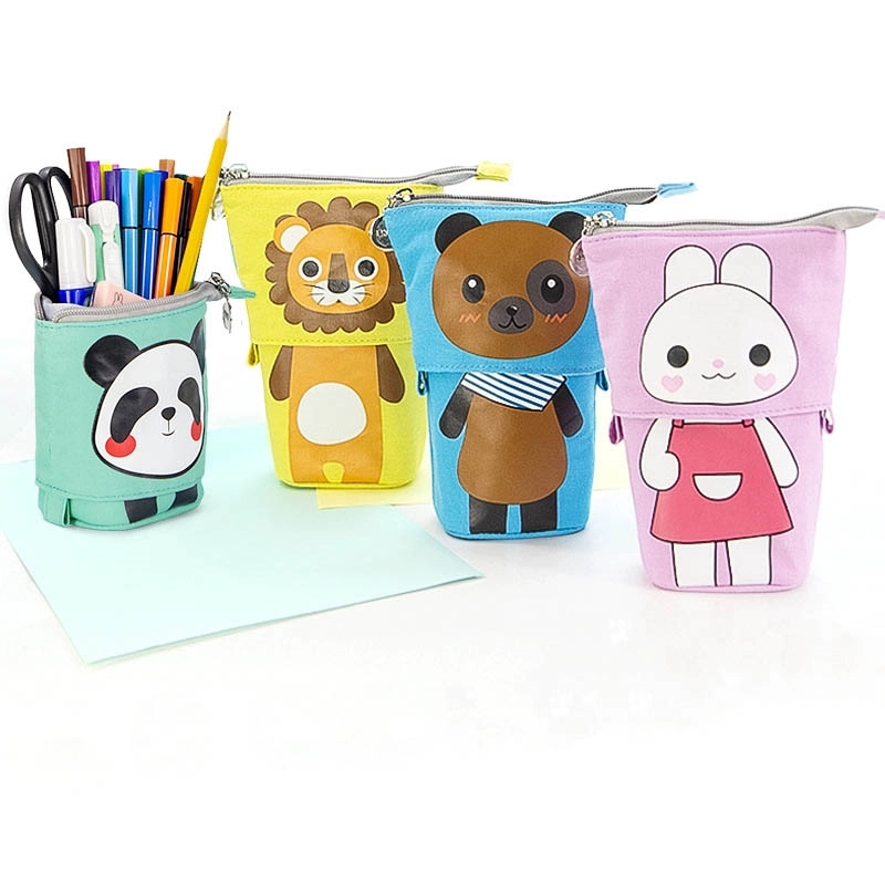 Canvas Foldable Stand-Up Pen Pencil Container Organizer Bag 12