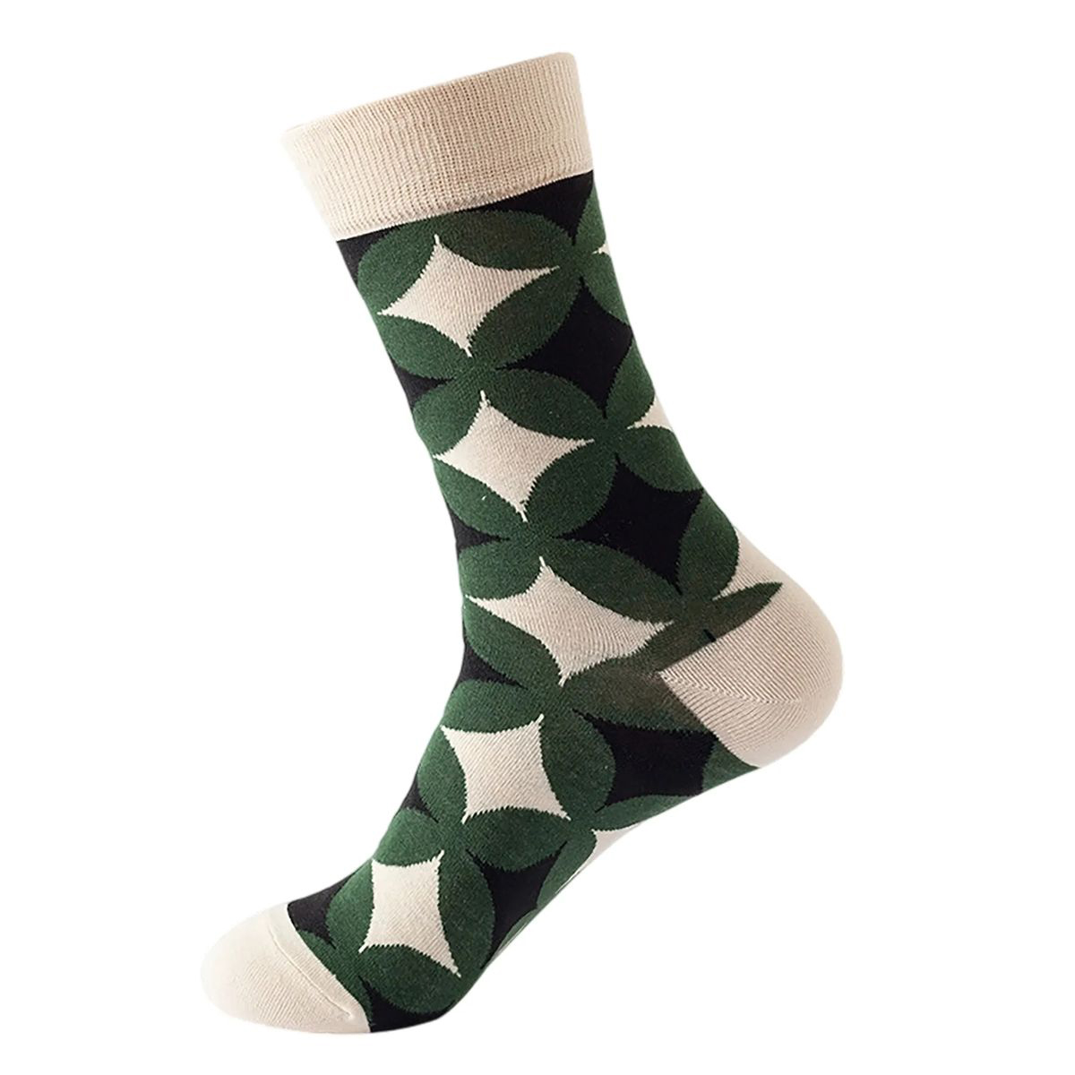 Cotton Crew Socks with Jacquard Pattern 121