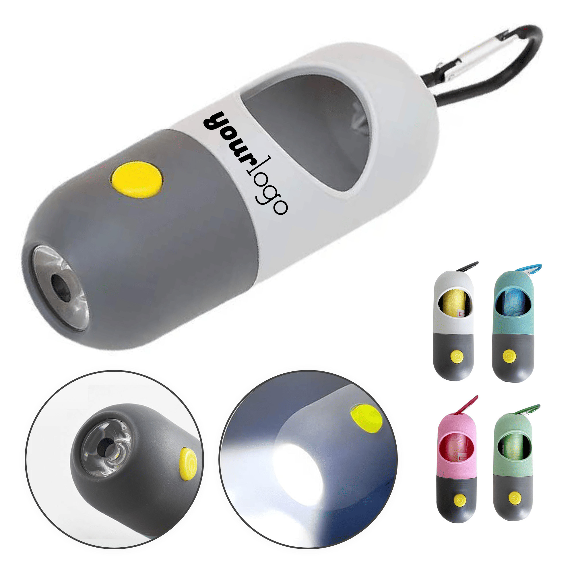 Custom Logo Dual-Function LED Flashlight Poop Bag Holder 1