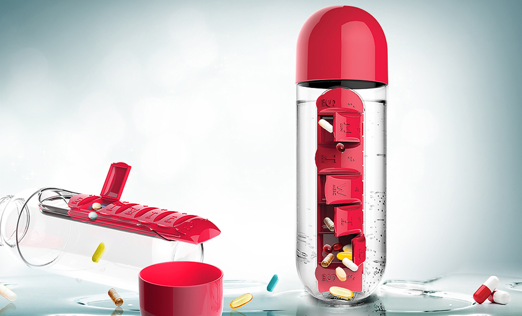 20 oz In Style Pill Organizer Water Bottle 9