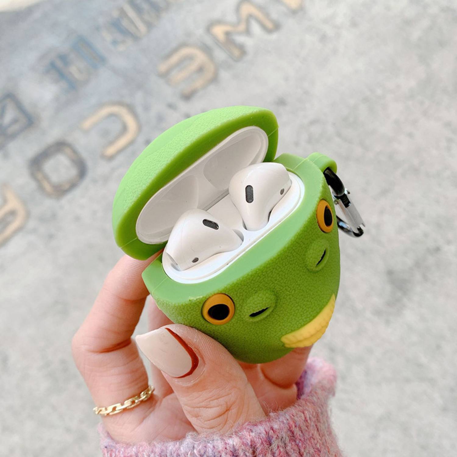 Green Fish Man Cartoon Apple Airpods Case 5