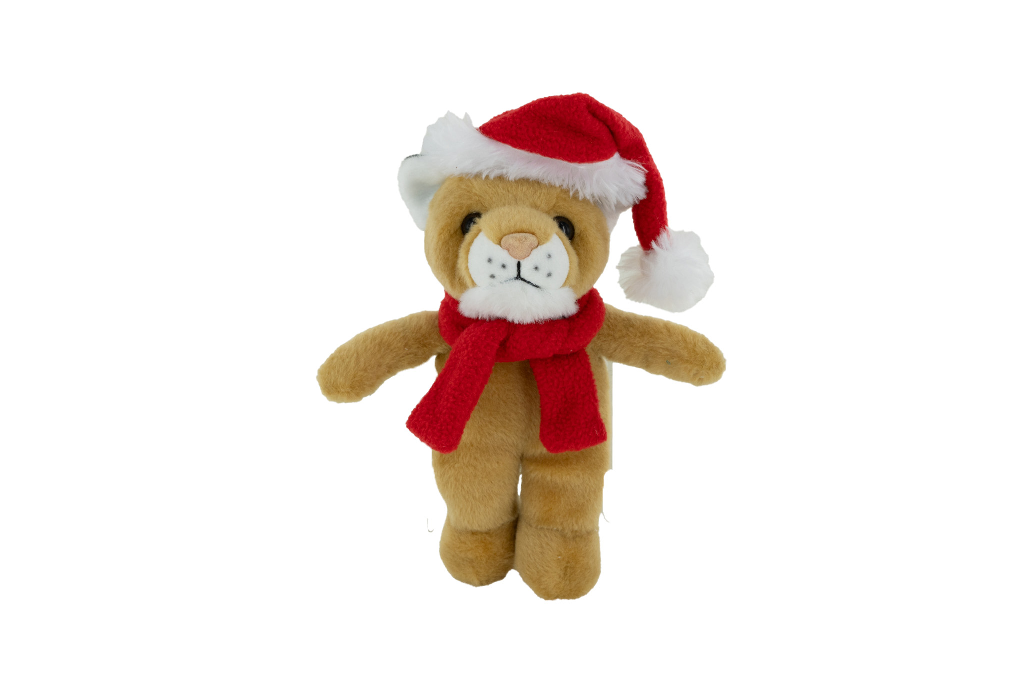 Plush Cougar with Christmas Hat & Scarf