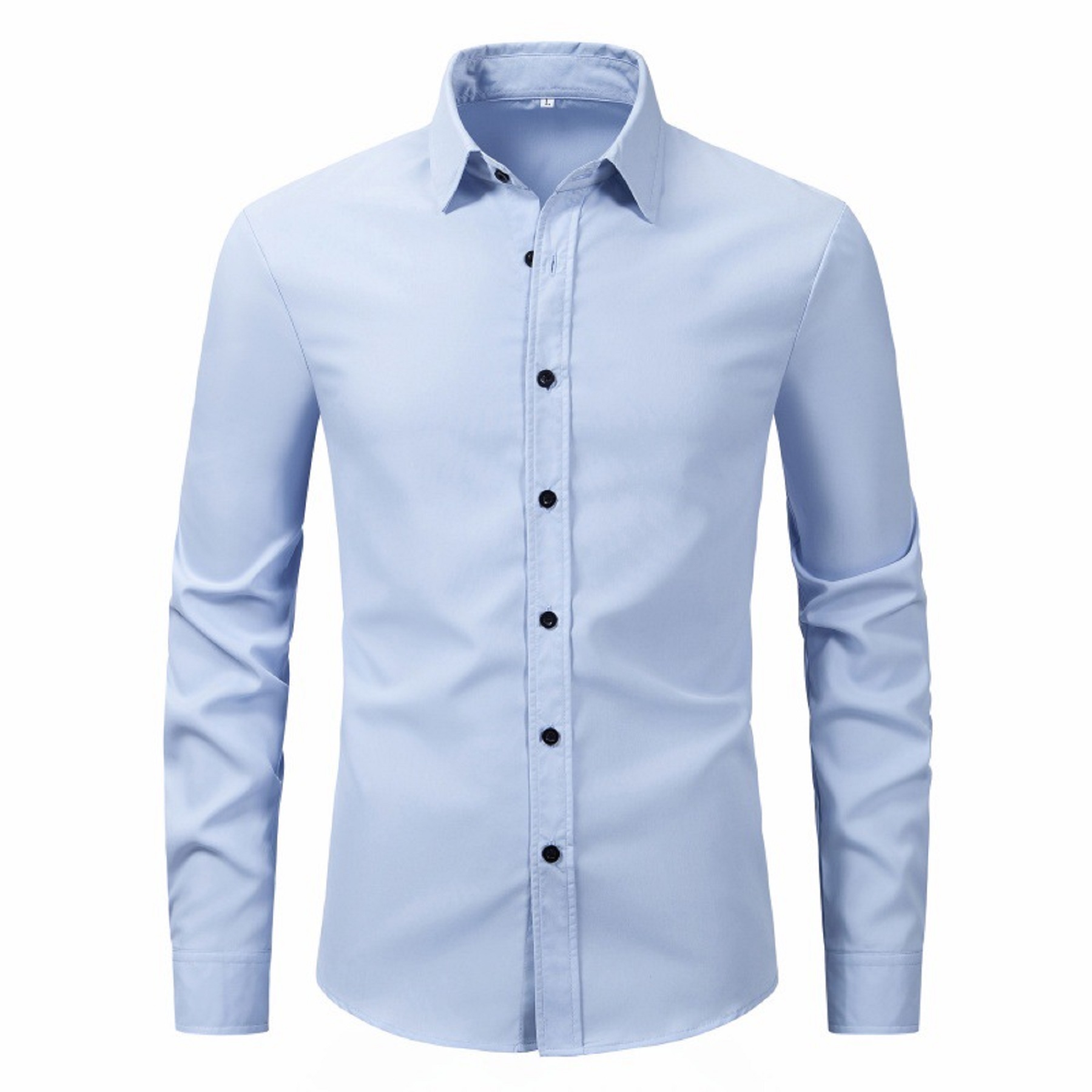 Men's Long Sleeve Button Up Shirts Solid Slim Fit 3