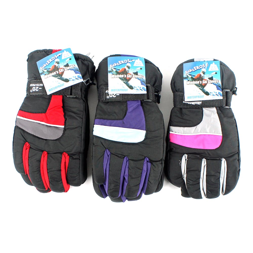 Women's Ski Gloves - Waterproof Assorted Color Accents 1