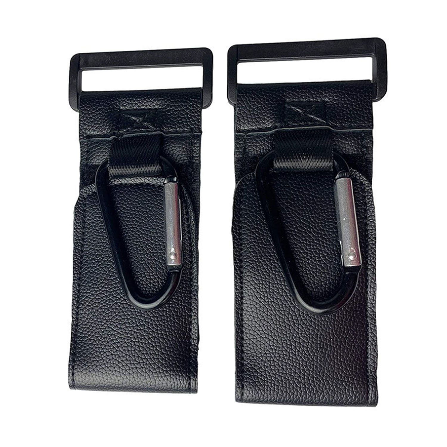 2Pcs Multipurpose PU Leather Baby Stroller Hooks 2