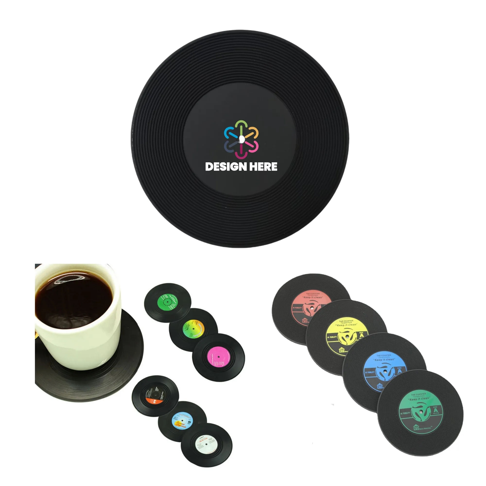 Retro Vinyl Record Coaster Full Color 3
