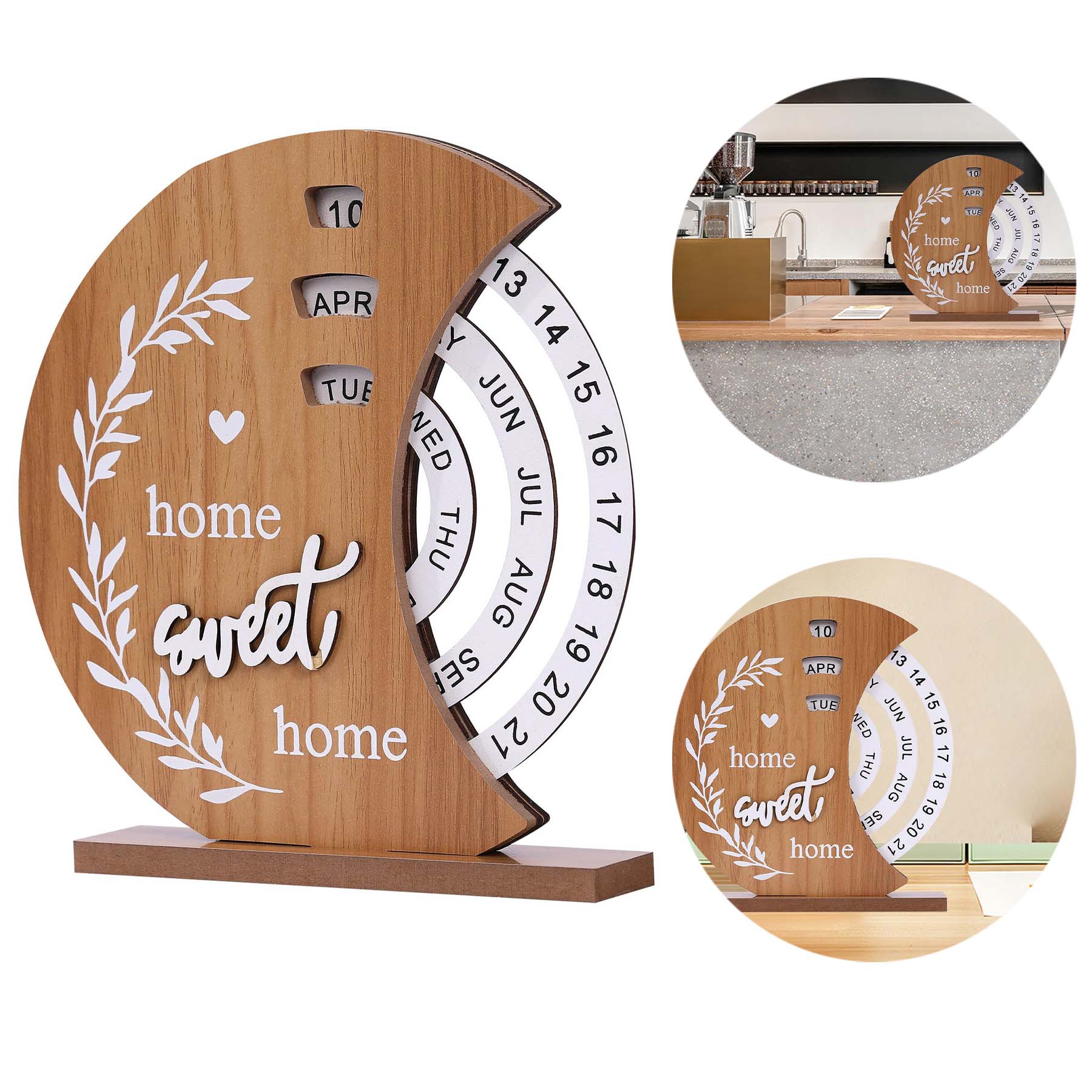 Wooden Disc Perpetual Desk Calendar 2