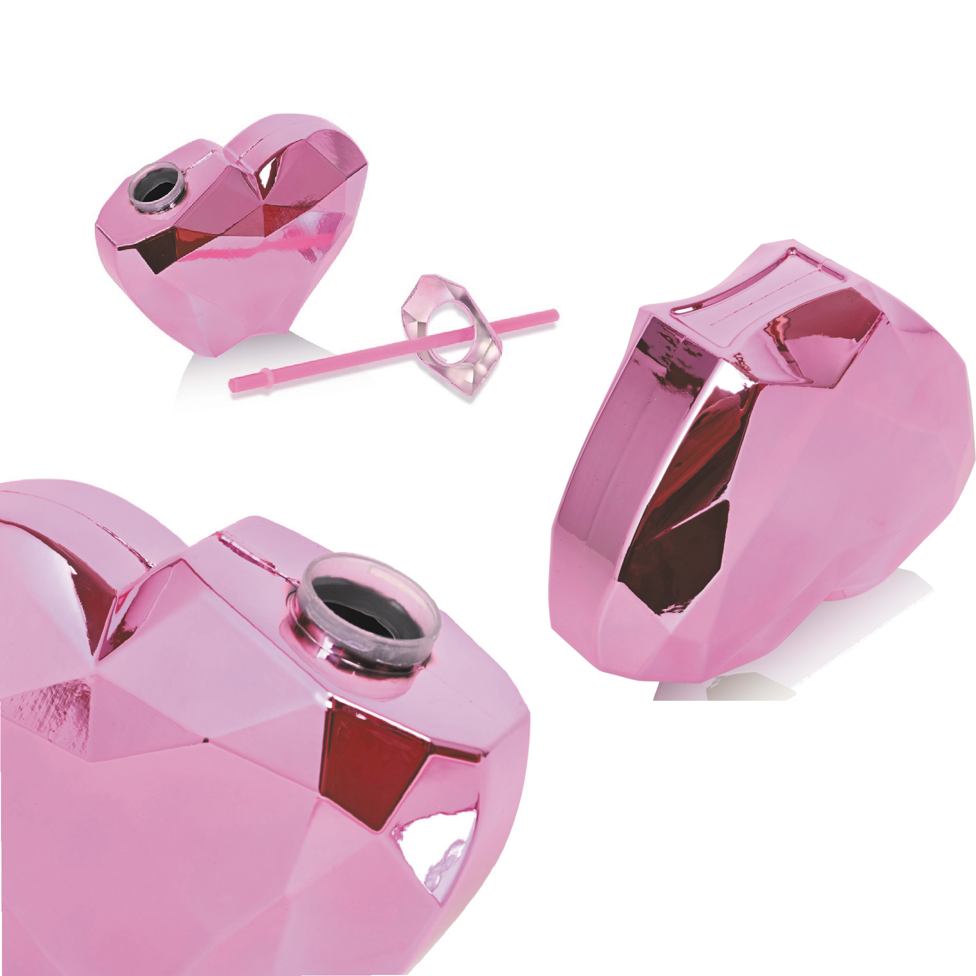 20Oz Plastic Cocktail Heart Shaped Tumbler DiscoBall Cup with Straw and Lid 9