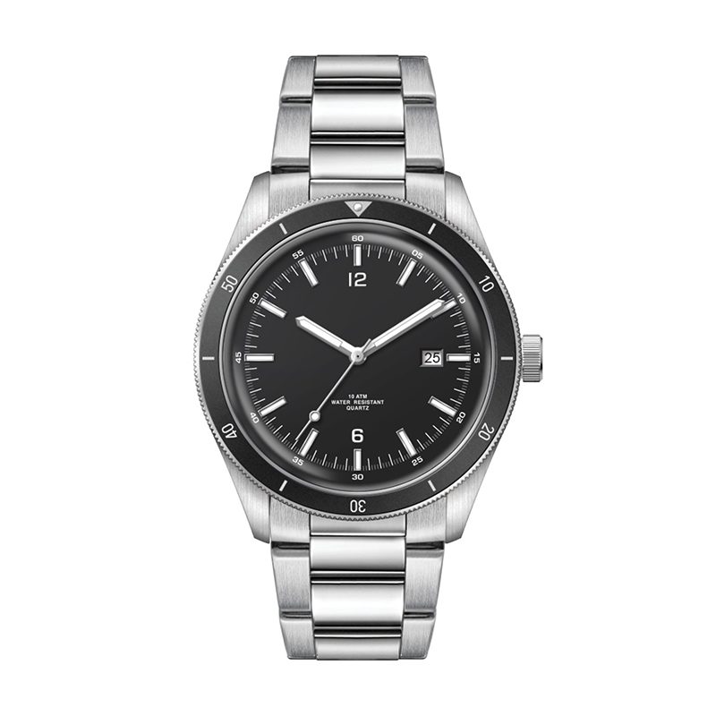 WC6688 41MM STEEL SILVER CASE, 3 HAND MVMT, BLACK DIAL, DTE DISPLAY, BK ROTATING BEZEL, SILVER BRACELET, DO 2