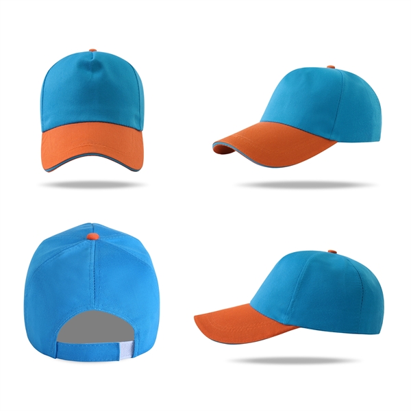 Stock 2-Tone Poly Cotton 5 Panel Cap, Hook-And-Loop Fastener 5