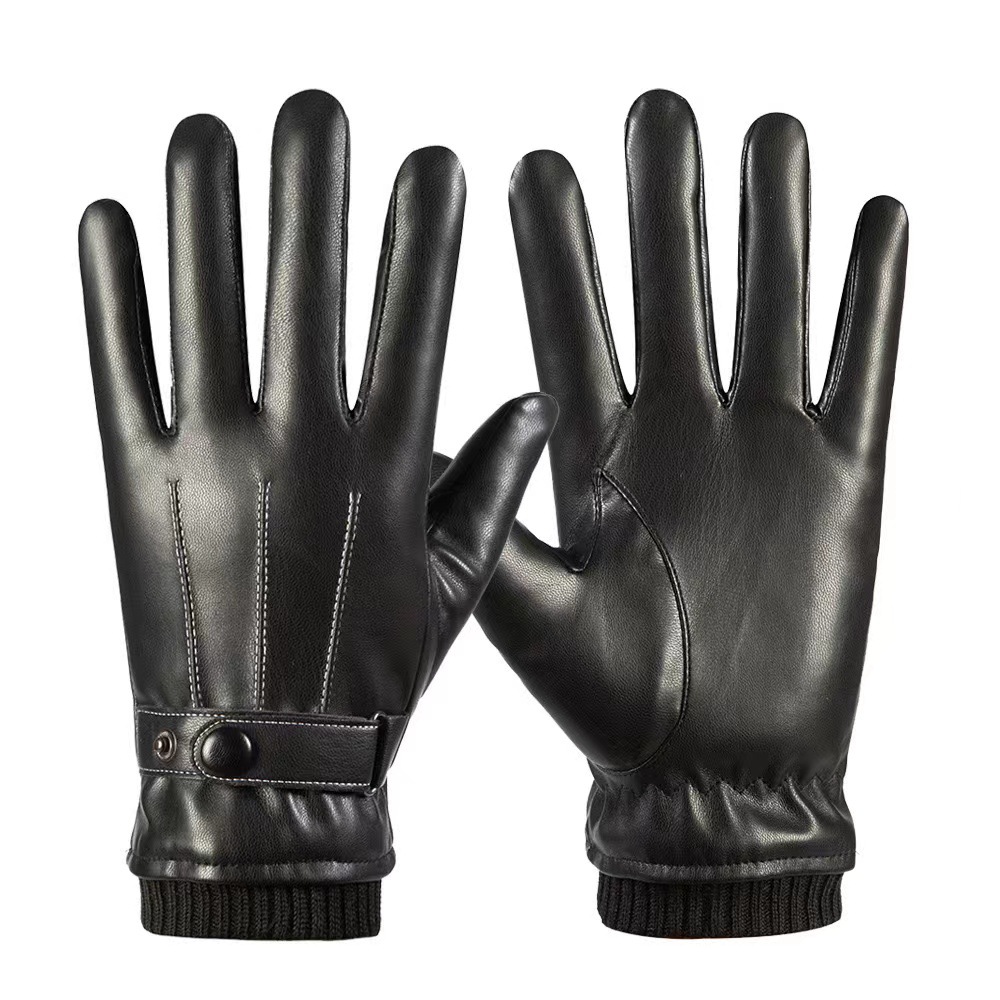 Winter Long Plush Thickened Warm Leather Gloves 1