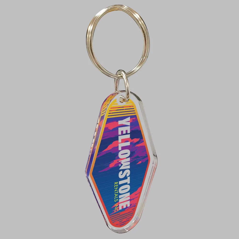 1/4" Vintage Clear Acrylic Motel/Hotel Key Chain 7