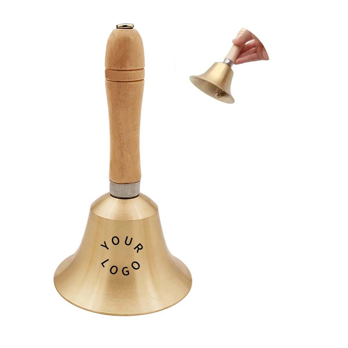 Solid Brass Dinner Bell with Ergonomic Wooden Grip 2